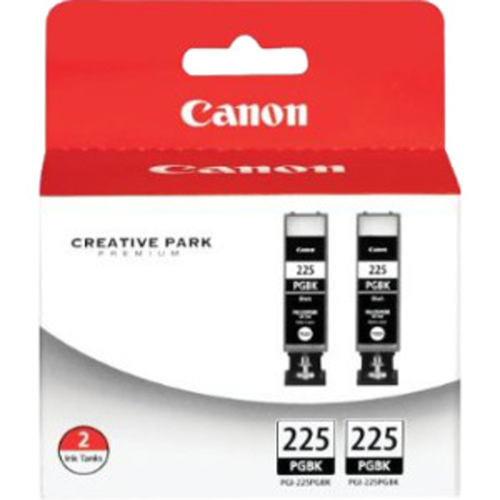 CANON USA, INC. Canon 4530B007  PGI-225 ChromaLife 100+ Black Ink Tanks, Pack Of 2, 4530B007