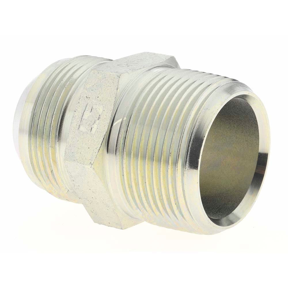 Brennan BD-16324 Steel Flared Tube Connector: 1-1/4" Tube OD, 1-5/8-12 x 1-1/4-11-1/2 Thread, 37 ° Flared Angle