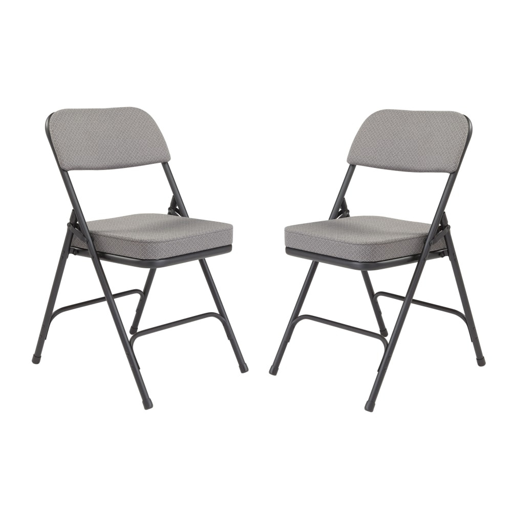 OKLAHOMA SOUND CORPORATION 3212/2 National Public Seating 3200 Series Deluxe Upholstered Folding Chairs, Charcoal Gray, Set Of 2 Chairs