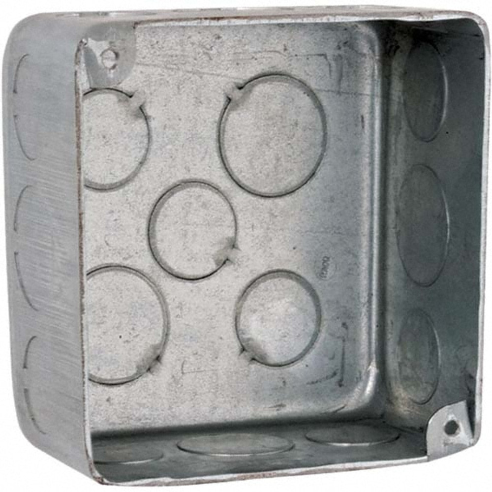 Hubbell-Raco 239 Electrical Junction Box: Steel, Square, 4" OAH, 4" OAW, 2.188" OAD, 2 Gangs