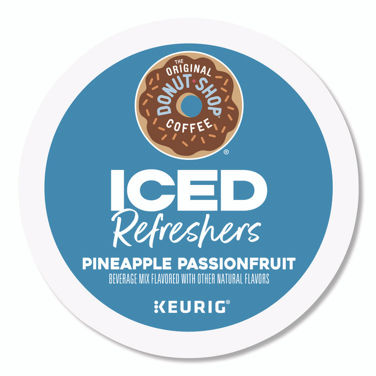 KEURIG DR PEPPER The Original Donut Shop® 0236 ICED Refreshers K-Cup Pods, Pineapple Passion Fruit, 20/Box