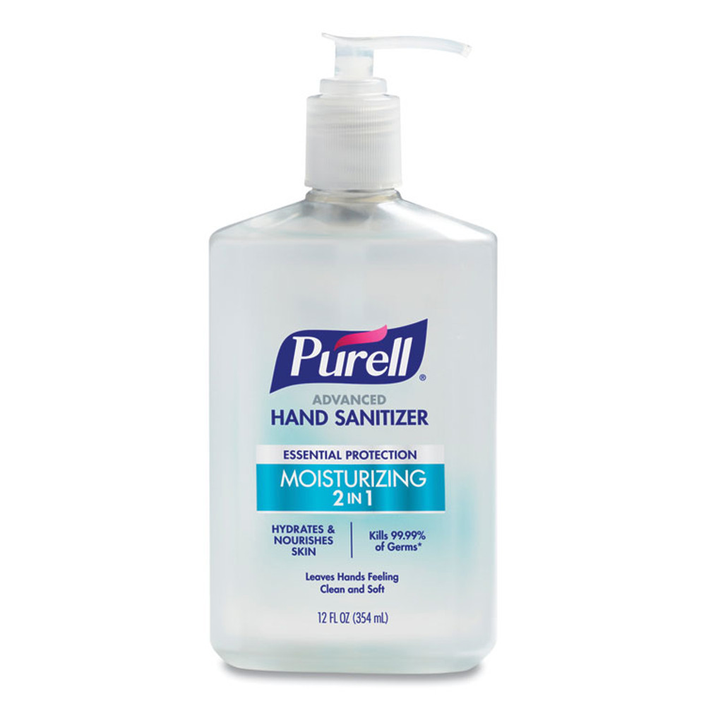GO-JO INDUSTRIES PURELL® 369812 2 in 1 Moisturizing Advanced Hand Sanitizer Gel, 12 oz Pump Bottle, Clean Scent