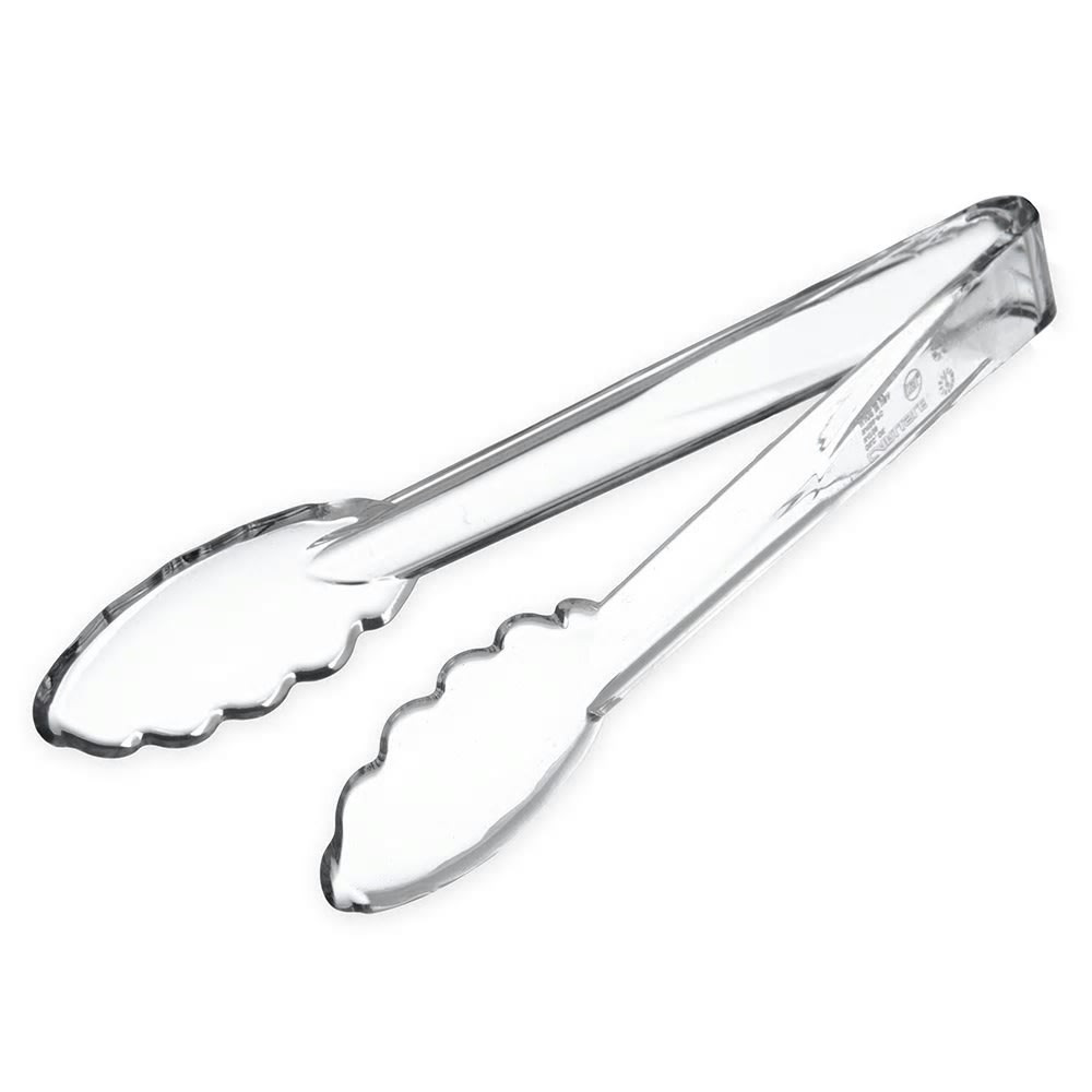 CARLISLE FOODSERVICE PRODUCTS, INC. CL411207 Hoffman Heavy Duty Plastic Tongs, Disposable, 12in, Clear, Pack Of 12 Tongs