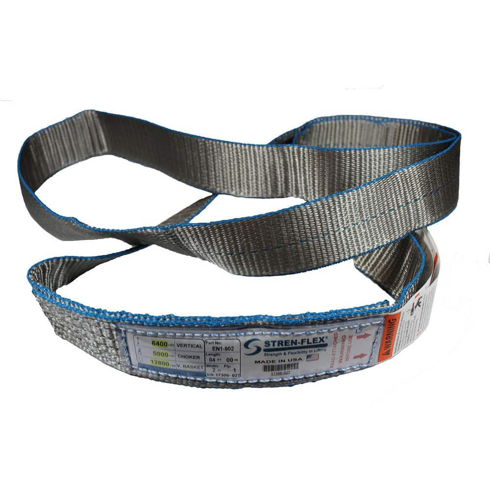 Stren-Flex EN1-903PGE-03 Endless Sling: 3" Wide, 3' Long, 9,400 lb Vertical, 7,520 lb Choker, 18,800 lb Basket, Polyester