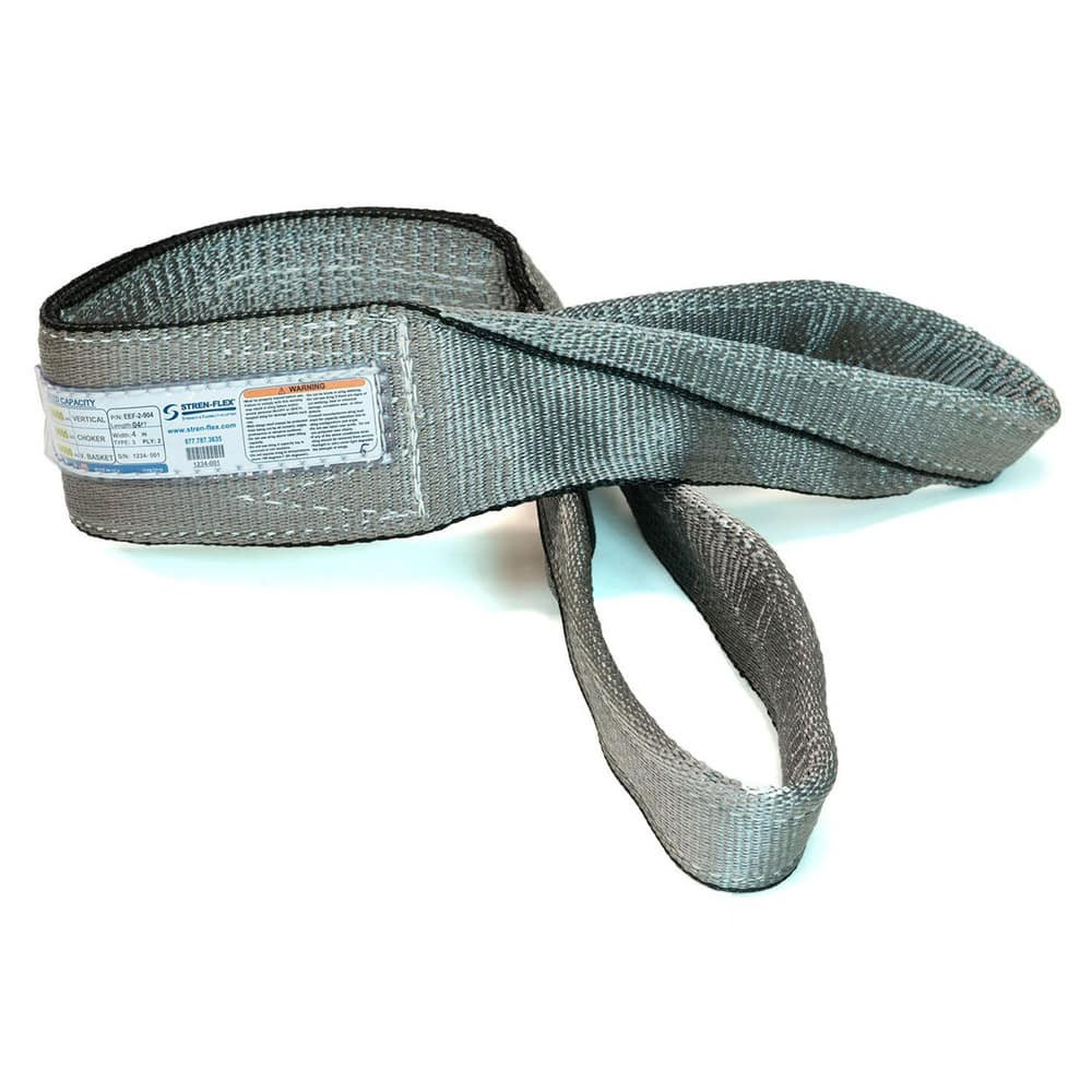 Stren-Flex EEF-1-906PGE-04 Eye & Eye Sling: 6" Wide, 4' Long, 9,600 lb Vertical, 7,600 lb Choker, 19,200 lb Basket, Polyester