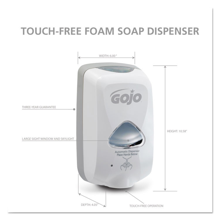 GO-JO INDUSTRIES GOJO® 2740-12 TFX Touch-Free Automatic Foam Soap Dispenser, 1,200 mL, 4.1 x 6 x 10.6, Gray
