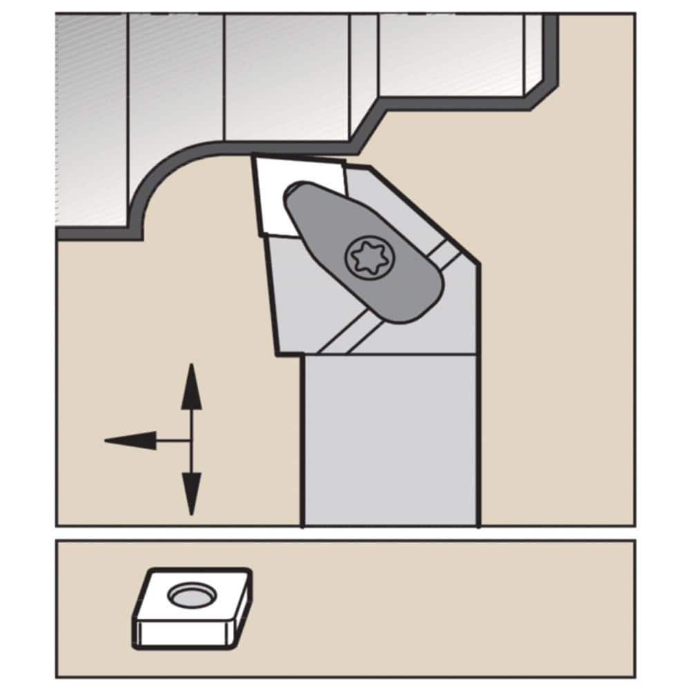 Widia 5564324 Indexable Turning Toolholders; Toolholder Style: DCLNR ; Hand of Holder: Right Hand ; Lead Angle: 95.000 ; Insert Compatibility: CN..43. ; Insert Holding Method: Clamp ; Shank Width (Inch): 1-1/4