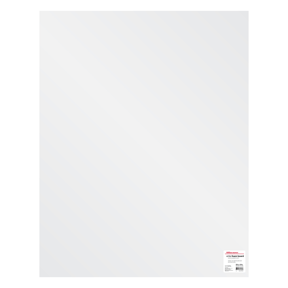 Office Depot Brand Foam Boards are ideal for creating displays, mounting posters, making architectural models, and for craft projects. Easy to cut into custom shapes or sizes, foam board can be written on or decorated with most markers and acrylic paints, even spray paints. Use adhesive sprays and glue sticks to affix photos, paper, and embellishments for displays and signs and avoid using water-based glues, which may cause the surface paper to buckle or shrink.  Polystyrene extruded foam, laminated between two sheets of matte paper  Smooth surface that is perfect for markers, glues, embellishments, acrylic and spray paints  Double sided, lightweight yet sturdy board  Suitable for screen printing, framing, mounting, exhibits, prototypes, displays and models  Can easily be cut to size or shapes with an art knife
