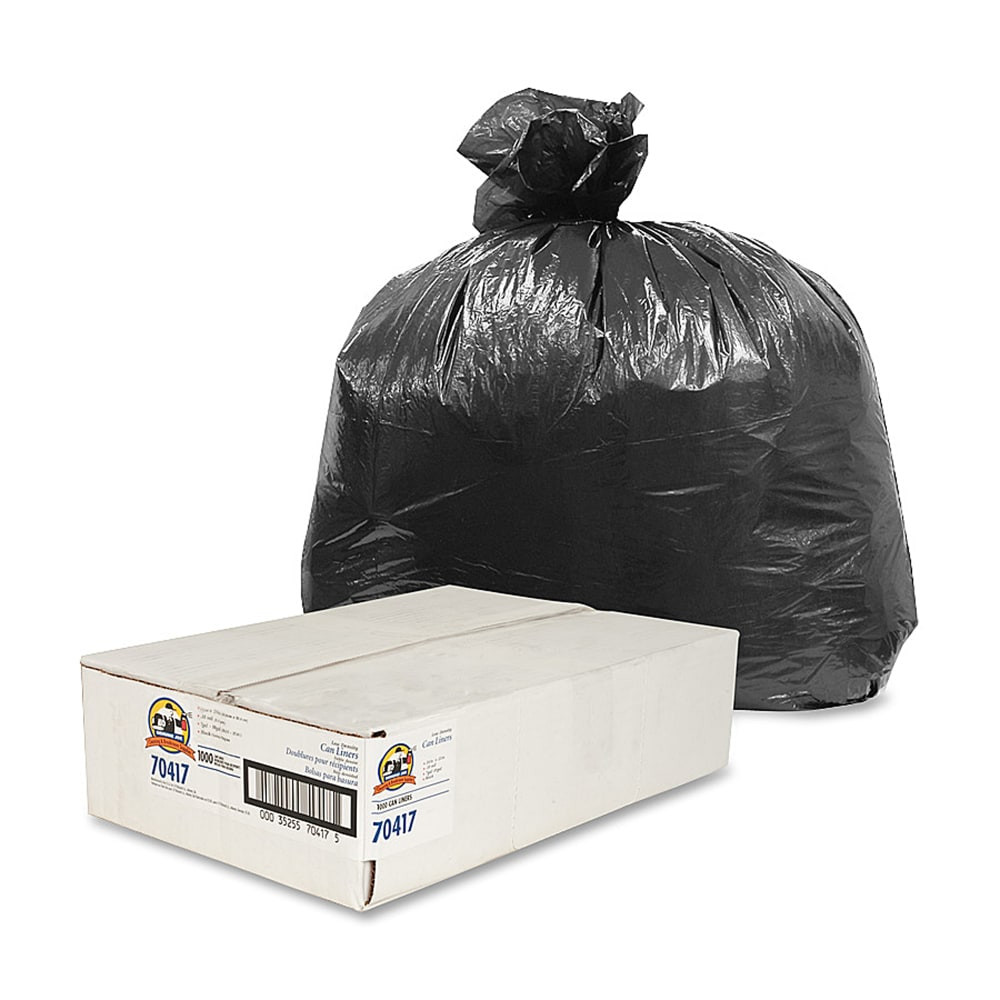 GENUINE JOE 70417  0.35-mil Linear Low-Density Trash Liners, 10 Gallons, 24in x 23in, Black, Carton Of 1000