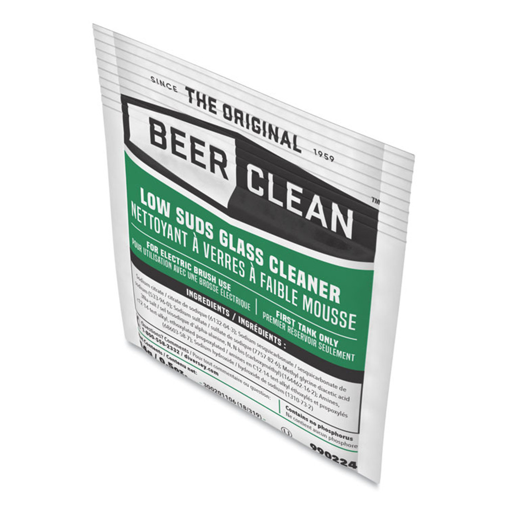 DIVERSEY 990224 Beer Clean Glass Cleaner, Powder, 0.5 oz Packet, 100/Carton