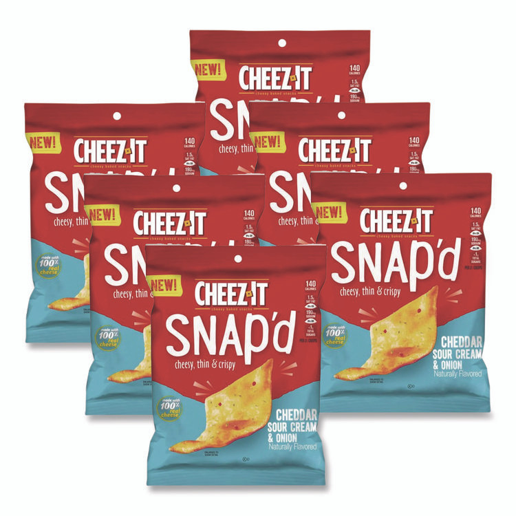 KELLOGG'S Sunshine® 11460 Cheez-it Snap'd Crackers, Cheddar Sour Cream and Onion, 2.2 oz Pouch, 6/Pack