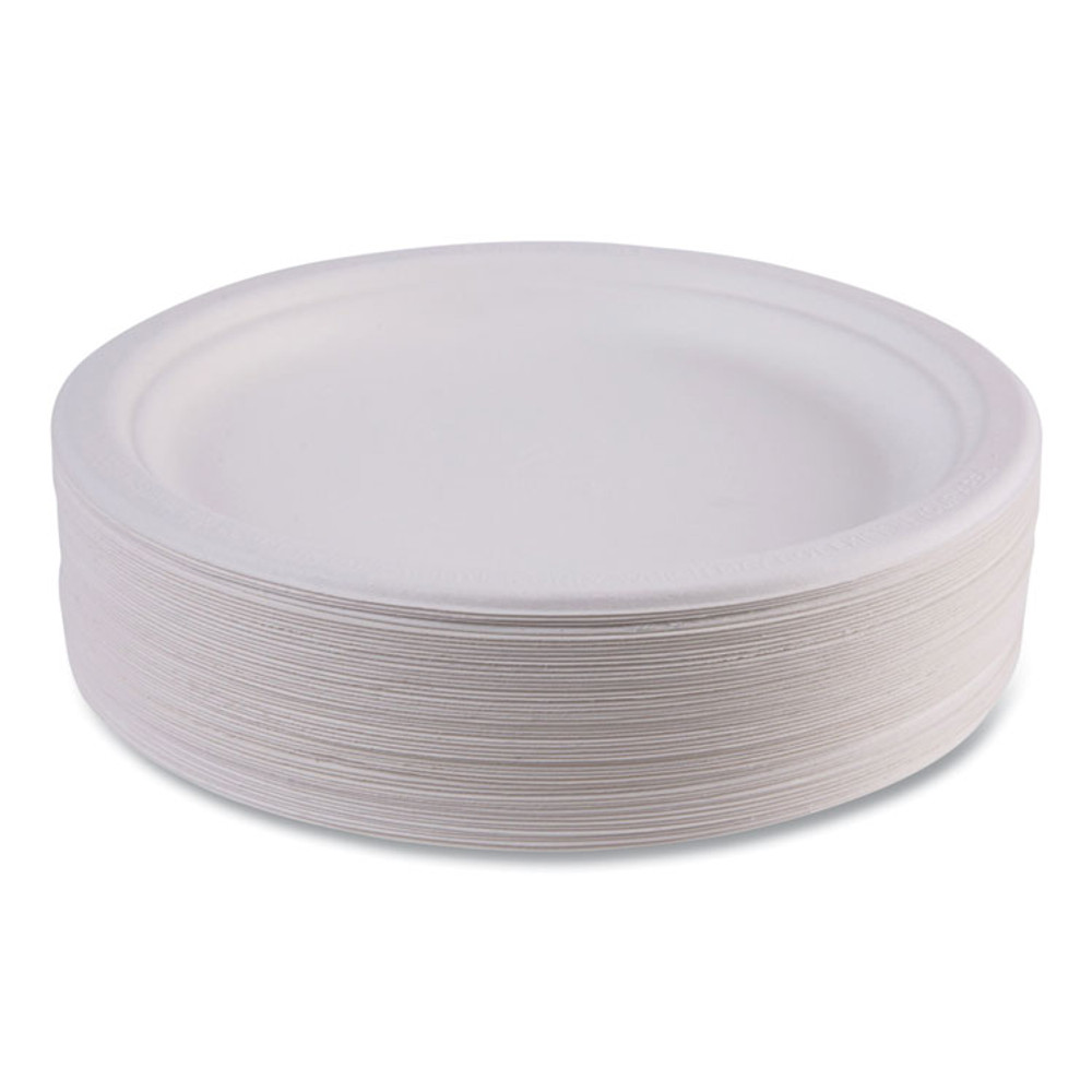 ECO-PRODUCTS,INC. EPP013NFA Vanguard Renewable and Compostable Sugarcane Plates, 9" dia, White, 500/Carton