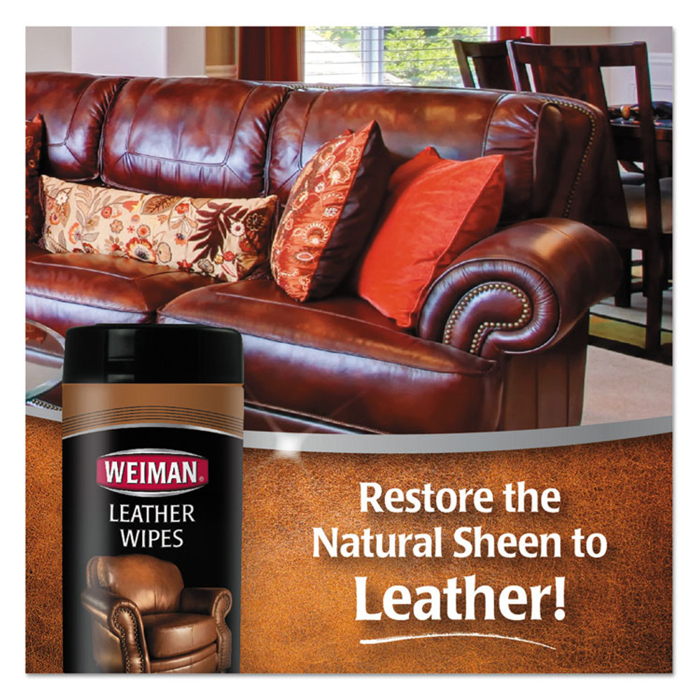WEIMAN 91CT Leather Wipes, 1-Ply, 7 x 8, White, 30/Canister, 4 Canisters/Carton