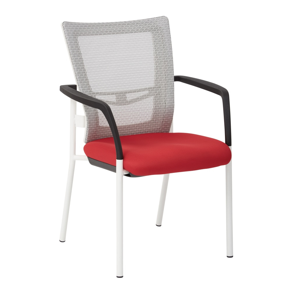 OFFICE STAR PRODUCTS Office Star 8840W-9  ProGrid Mesh Mid-Back Visitors Chair, White/Red