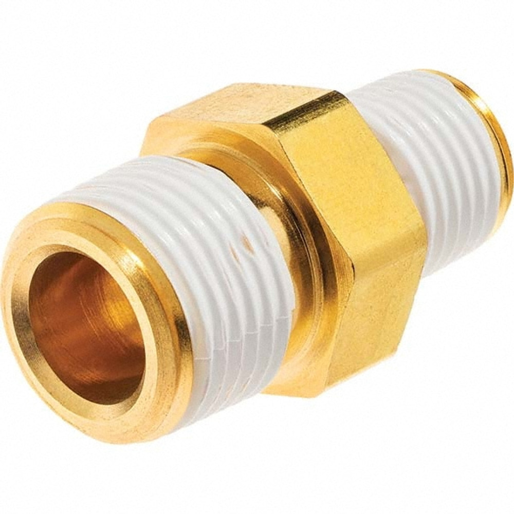 USA Industrials ZUSA-PF-5161 Brass Pipe Reducing Hex Nipple: 1/2 x 1/4" Fitting, Threaded, MNPT x MNPT with Thread Sealant