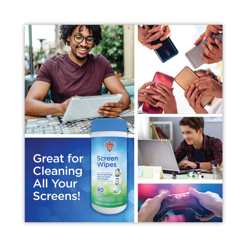 FALCON SAFETY Dust-Off® DSCT Premoistened Monitor Cleaning Wipes, Cloth, 5 x 7, Citrus, White, 80/Tub