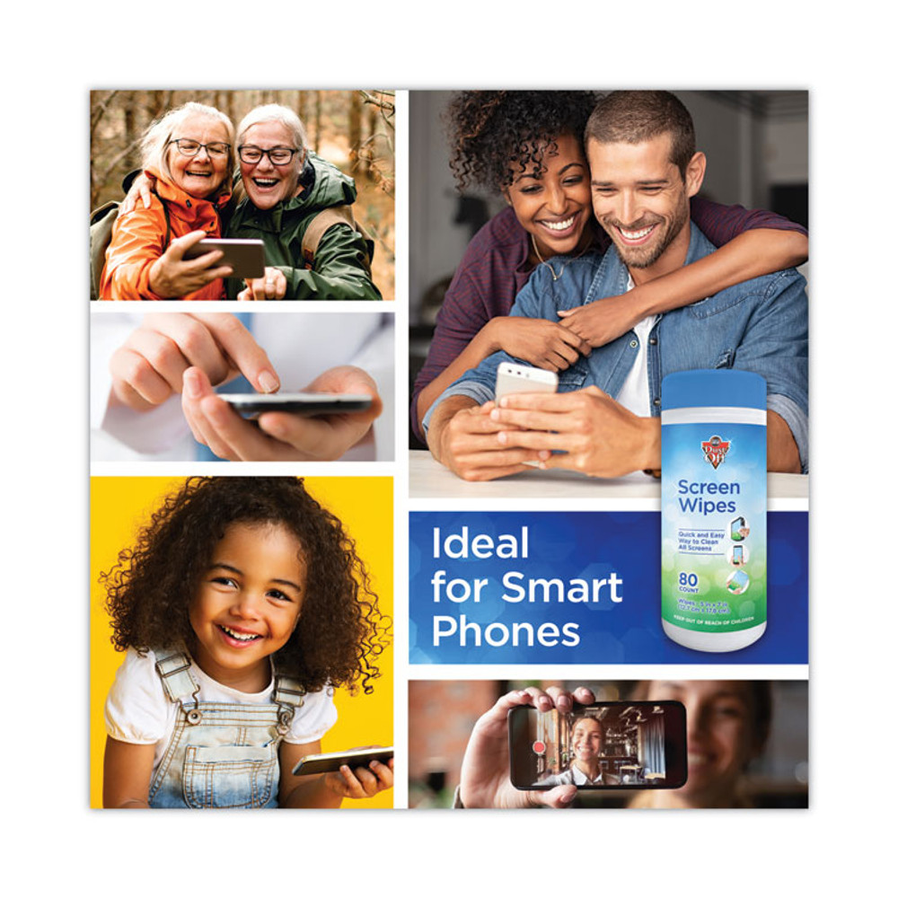 FALCON SAFETY Dust-Off® DSCT Premoistened Monitor Cleaning Wipes, Cloth, 5 x 7, Citrus, White, 80/Tub