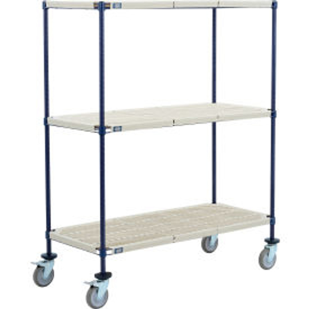 Global Industrial Nexel® 3 Shelf Truck Nexelite® 48""W x 24""D x 60""H Polyurethane Swivel Casters 2 Brake p/n B3156953