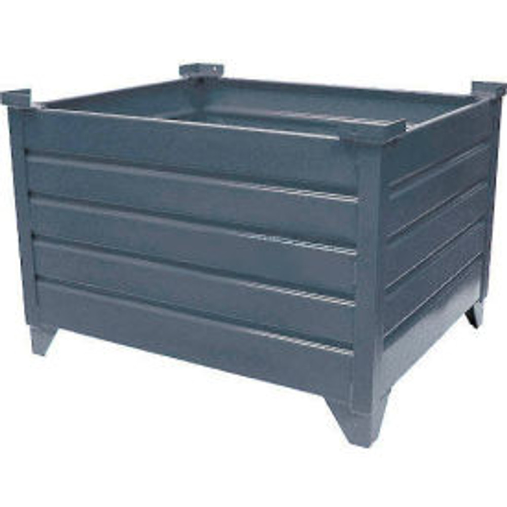 Global Industrial Stackable Steel Container 30""L x 31-1/2""W x 29-1/2""H 4000 lb. Cap Unpainted p/n 800100