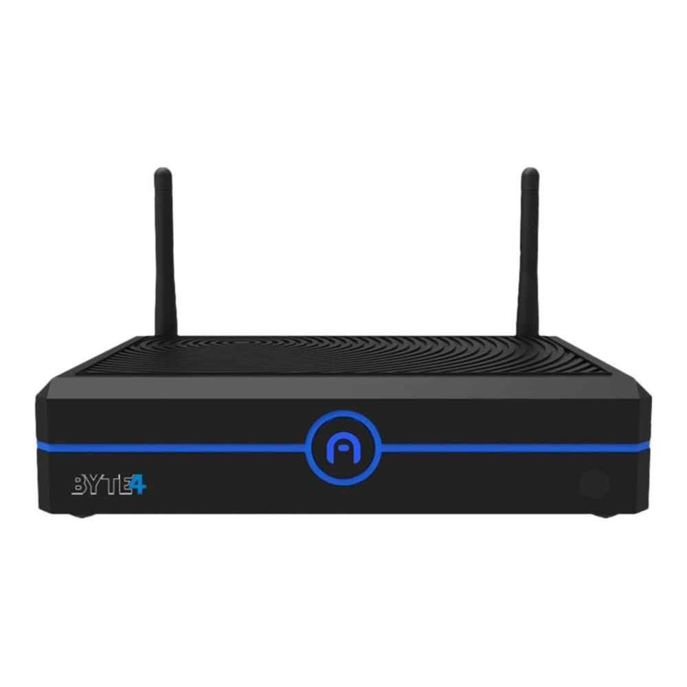 QUANTUM CREATIONS LLC Azulle B4P051225CK0  Byte4 Pro - Mini PC - - RAM 4 GB - SSD - eMMC 64 GB - UHD Graphics - GigE - WLAN: 802.11a/b/g/n/ac, Bluetooth 4.2 - Win 11 Pro - monitor: none - with Logitech Keyboard and Camera