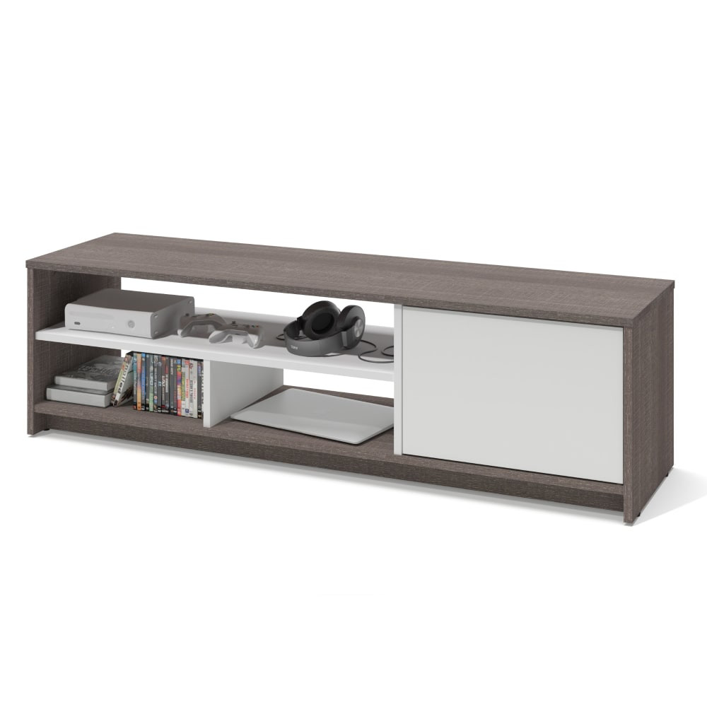 BESTAR INC. Bestar 16200-1147  Small Space TV Stand For 60in TVs, 15-1/8inH x 53-1/2inW x 14-1/2inD, Bark Gray/White