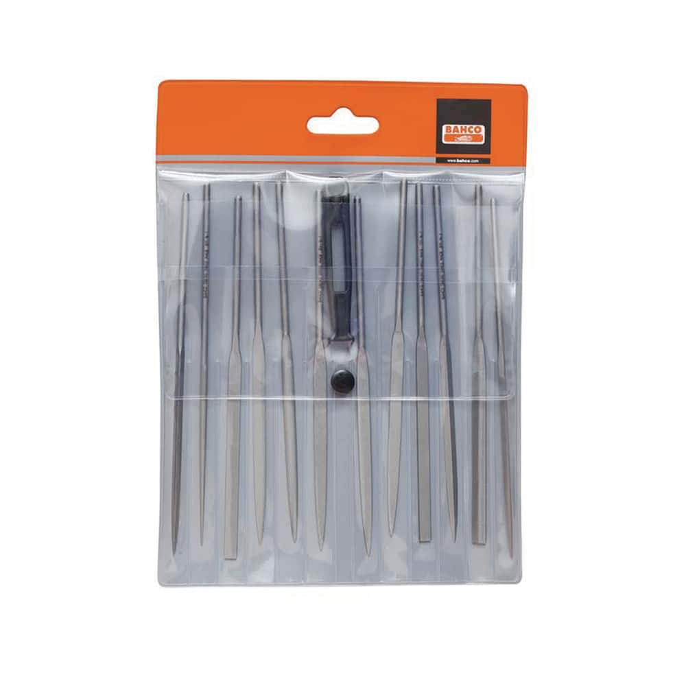Bahco 2-472-16-1-0 File Sets; File Set Type: Needle ; Built-In Handles: No ; Grade: Second ; File Length: 6.25in ; File Shape: Oval ; Handle Style: Contoured Plastic