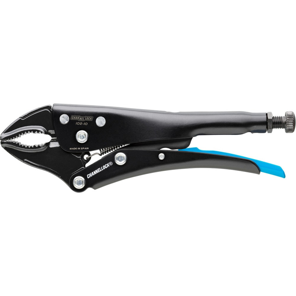 Channellock 102-10 Locking Pliers; Jaw Texture: Serrated ; Jaw Style: Curved; Wire Cutter; Locking ; Overall Length Range: 10 in & Longer ; Overall Length (Inch): 10in ; Handle Type: Contoured; Locking Lever; Quick Release ; Body Material: Steel