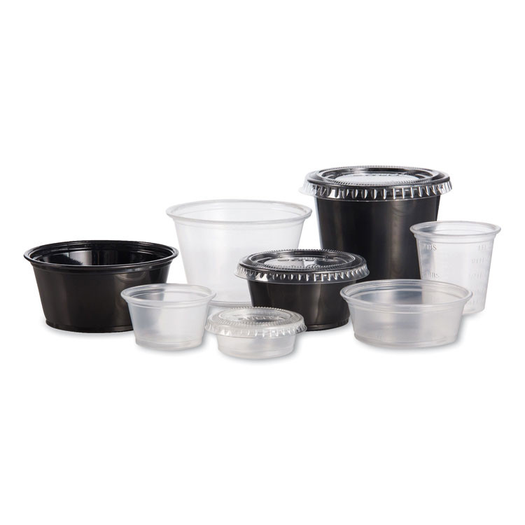 DART 325PCBLK Conex Complements Portion/Medicine Cups, 3.25 oz, Plastic, Black, 125/Bag, 20 Bags/Carton