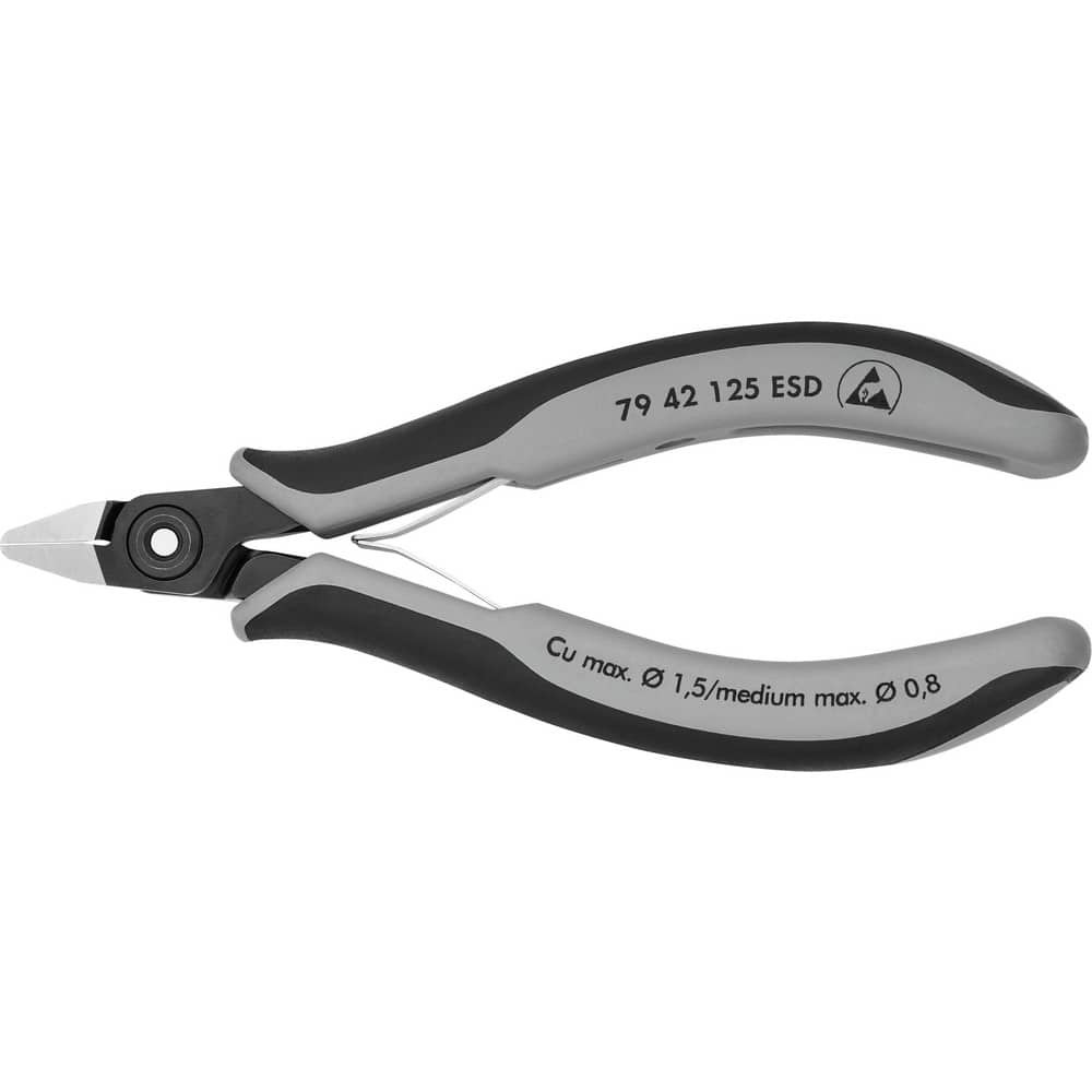 Knipex 79 42 125 ESD Cutting Pliers; Insulated: No ; Overall Length (Inch): 5-1/2in ; Head Style: Cutter; Diagonal ; Cutting Style: Flush ; Handle Color: Blue; Gray ; Overall Length Range: 4 to 6.9 in