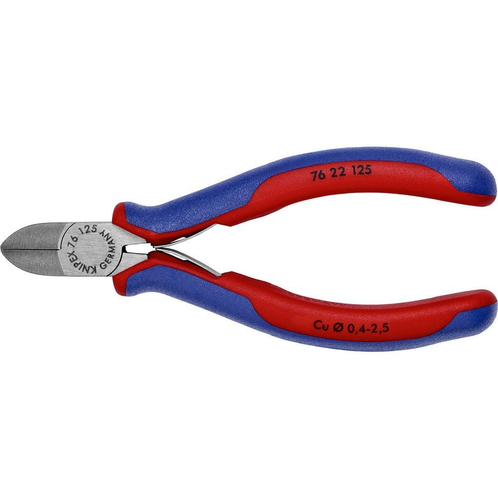 Knipex 76 22 125 Cutting Pliers; Insulated: No ; Overall Length (Inch): 5-1/2in ; Head Style: Cutter; Diagonal ; Cutting Style: Standard ; Handle Color: Red; Blue ; Overall Length Range: 4 to 6.9 in