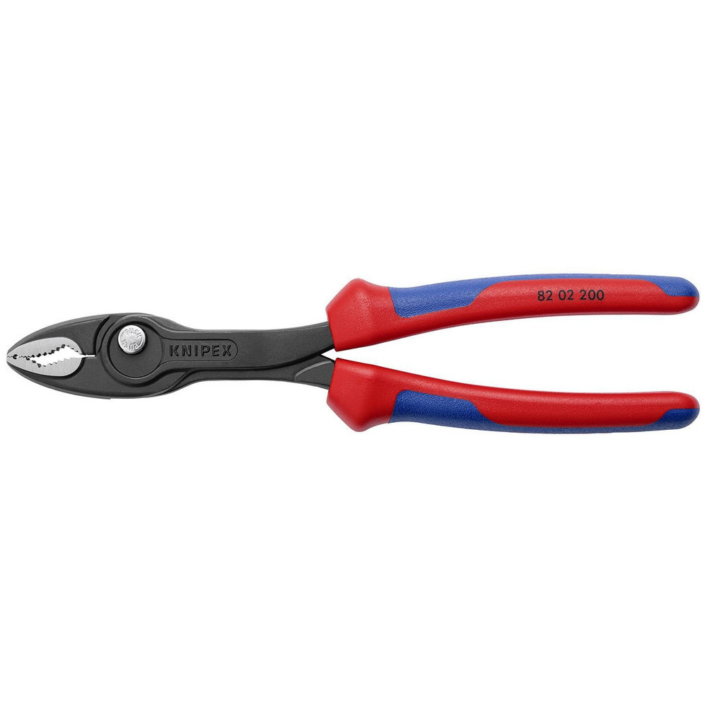 Knipex 82 02 200 Slip Joint Pliers; Jaw Texture: Serrated ; Jaw Length: 1in ; Jaw Width: 1.75 ; Overall Length: 8.00 ; Thin Nose: No ; Maximum Jaw Opening: 0.875