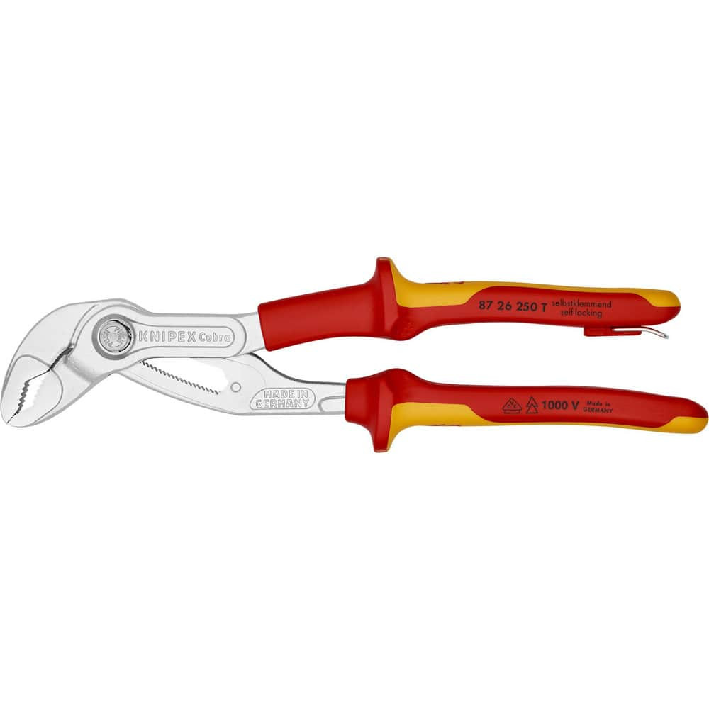 Knipex 87 26 250 T Tongue & Groove Pliers; Joint Type: Groove ; Type: Pump Pliers ; Overall Length Range: 9 to 11.9 in ; Side Cutter: No ; Handle Type: Insulated with Multi-Component Grips ; Jaw Length (Inch): 1-1/8