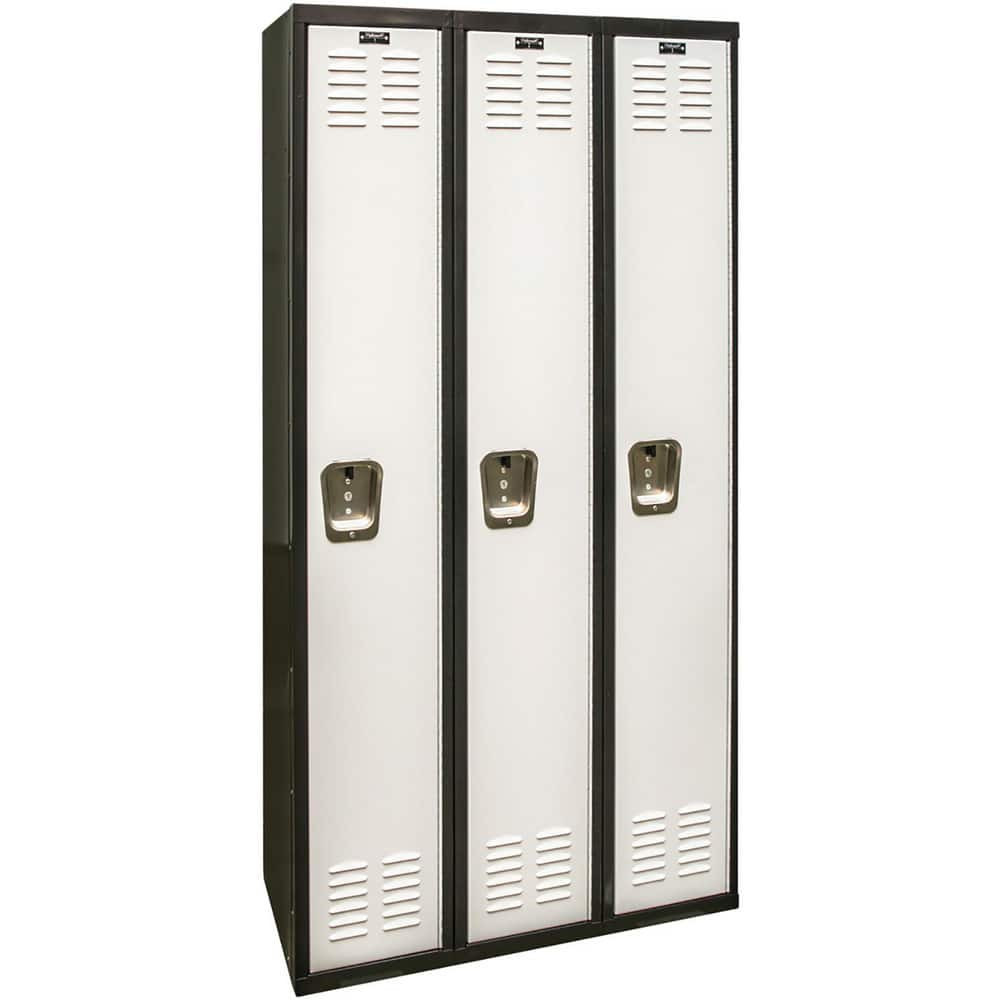 Hallowell U3282-1MP Lockers; Locker Style: Horizontal ; Locker Configuration: 3-Wide ; Assembled: No ; Shelf Capacity: 20 ; Handle Type: Recessed ; Locker Material: Steel