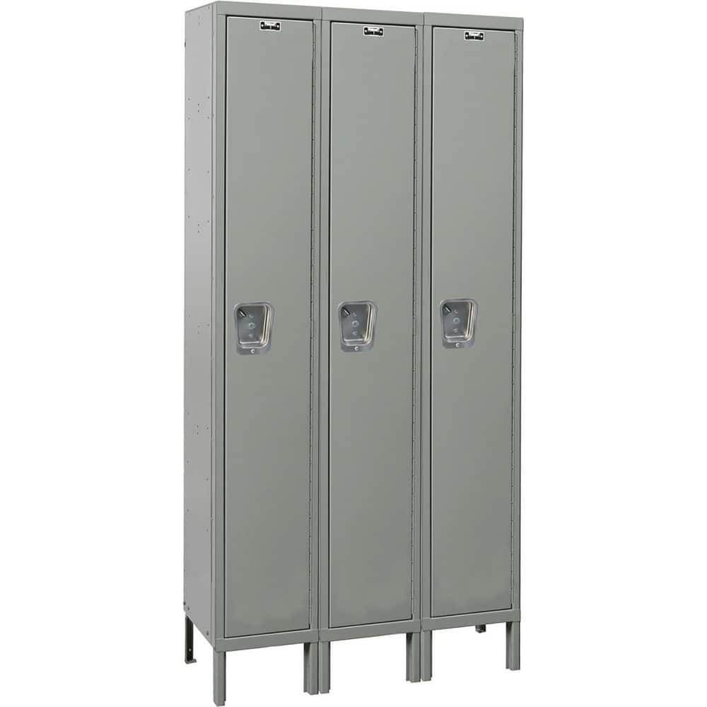 Hallowell UY3518-1A-HG Lockers; Locker Style: Horizontal ; Locker Configuration: 3-Wide ; Assembled: Yes ; Shelf Capacity: 20 ; Handle Type: Recessed ; Locker Material: Steel