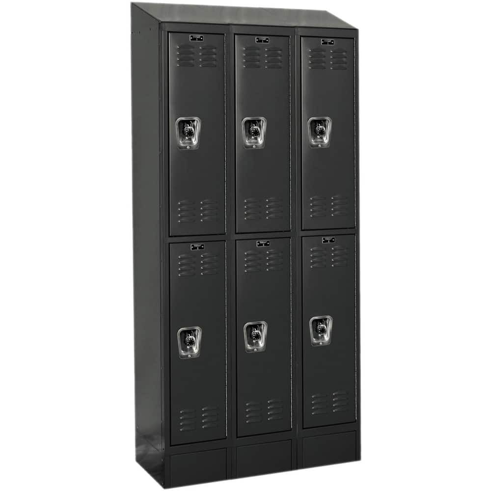 Hallowell URB3258-2ASB-ME Lockers; Locker Style: Horizontal ; Locker Configuration: 3-Wide ; Assembled: Yes ; Shelf Capacity: 0 ; Handle Type: Recessed ; Locker Material: Steel