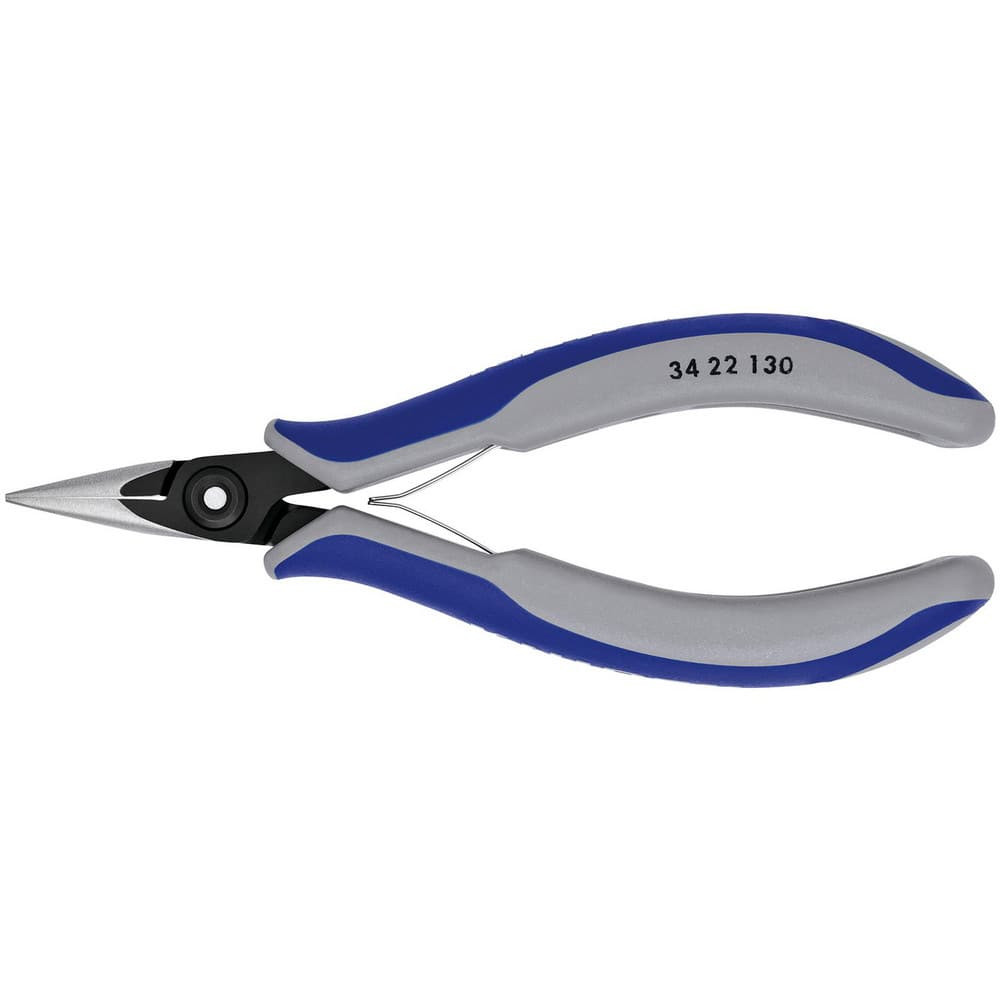 Knipex 34 22 130 Long Nose Pliers; Pliers Type: Electrician's Pliers ; Jaw Texture: Smooth ; Jaw Length (Inch): 57/64 ; Jaw Width (Inch): 57/64 ; Jaw Bend: 0.70 ; Handle Type: Comfort Grip