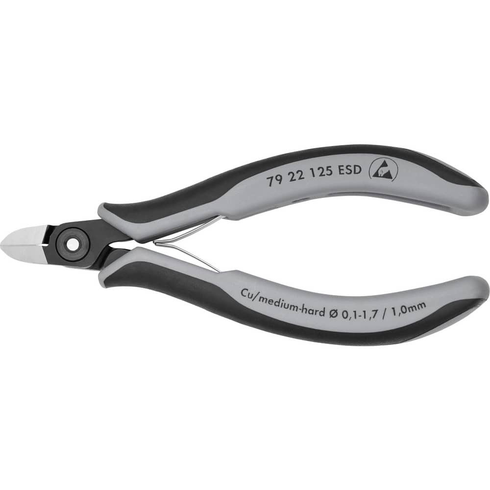 Knipex 79 22 125 ESD Cutting Pliers; Insulated: No ; Overall Length (Inch): 5-1/2in ; Head Style: Cutter; Diagonal ; Cutting Style: Flush ; Handle Color: Blue; Gray ; Overall Length Range: 4 to 6.9 in