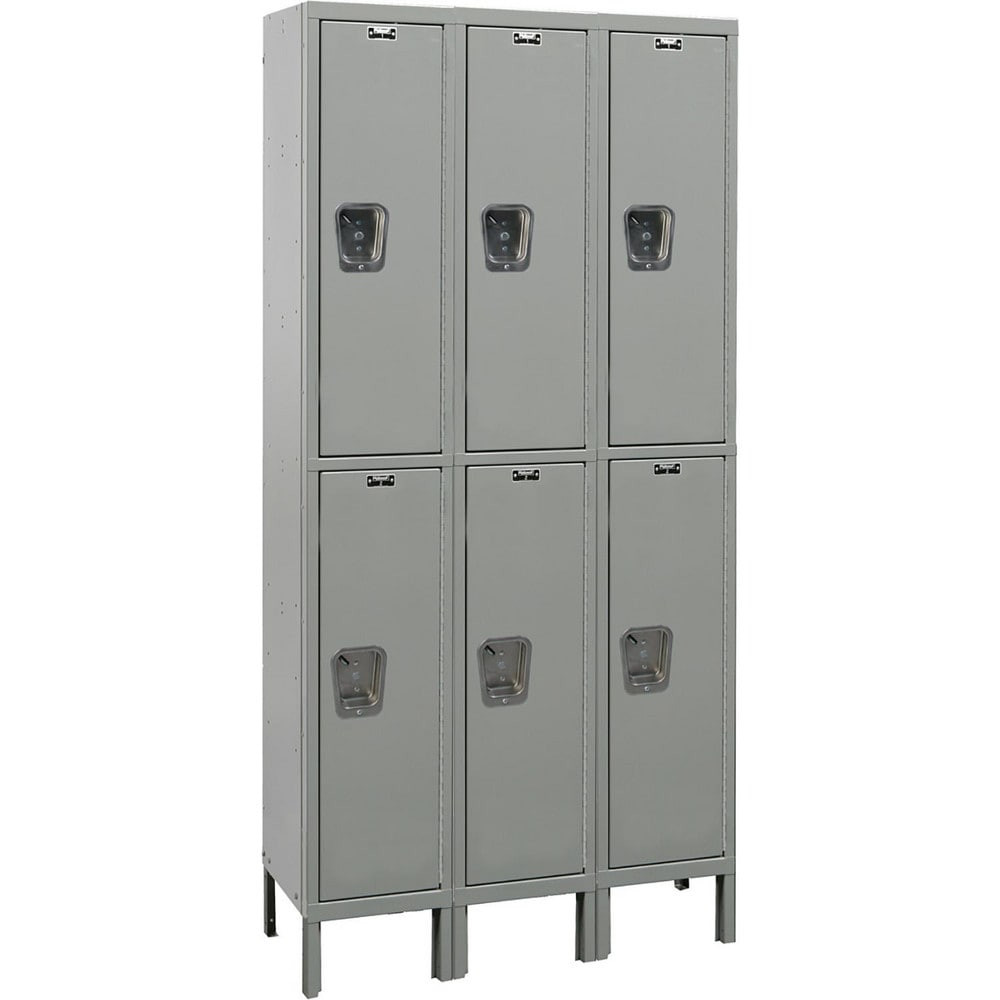 Hallowell UY3848-2HG Lockers; Locker Style: Horizontal ; Locker Configuration: 3-Wide ; Assembled: No ; Shelf Capacity: 0 ; Handle Type: Recessed ; Locker Material: Steel