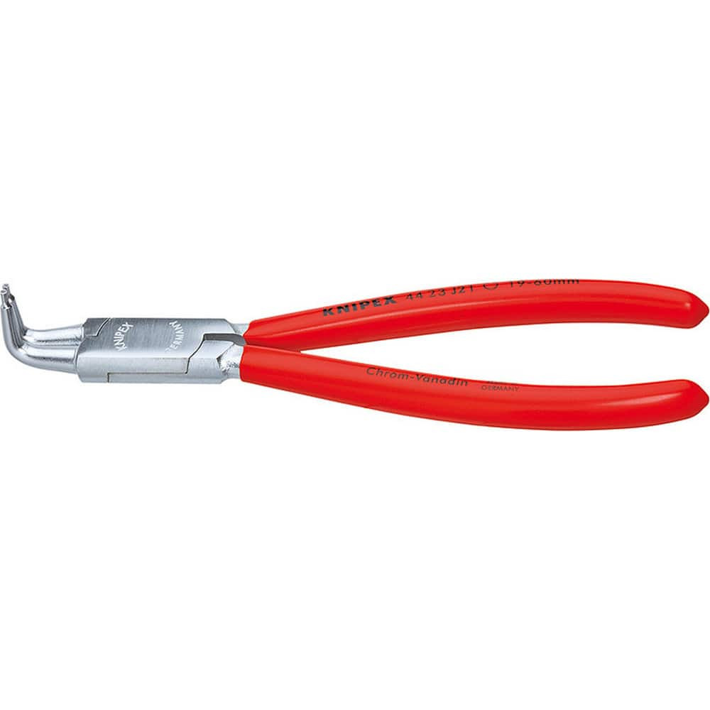 Knipex 44 23 J11 Retaining Ring Pliers; Type: Internal Snap Ring Pliers ; Tip Angle: 90 ; Ring Diameter Range (Inch): 3/4 to 2-23/64 ; Overall Length (Decimal Inch): 5.0000in ; Tip Type: Fixed ; Body Material: Chrome Vanadium Steel