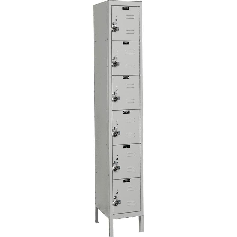 Hallowell URB1258-6A-PL Lockers; Locker Style: Horizontal ; Locker Configuration: 1-Wide ; Assembled: Yes ; Shelf Capacity: 0 ; Handle Type: Pull ; Locker Material: Steel