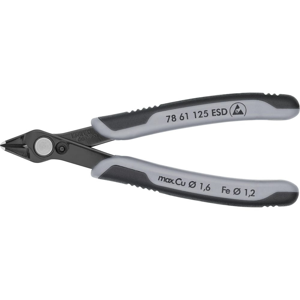 Knipex 78 61 125 ESD Cutting Pliers; Insulated: No ; Overall Length (Inch): 5-1/2in ; Head Style: Cutter ; Cutting Style: Flush ; Handle Color: Blue; Gray ; Overall Length Range: 4 to 6.9 in