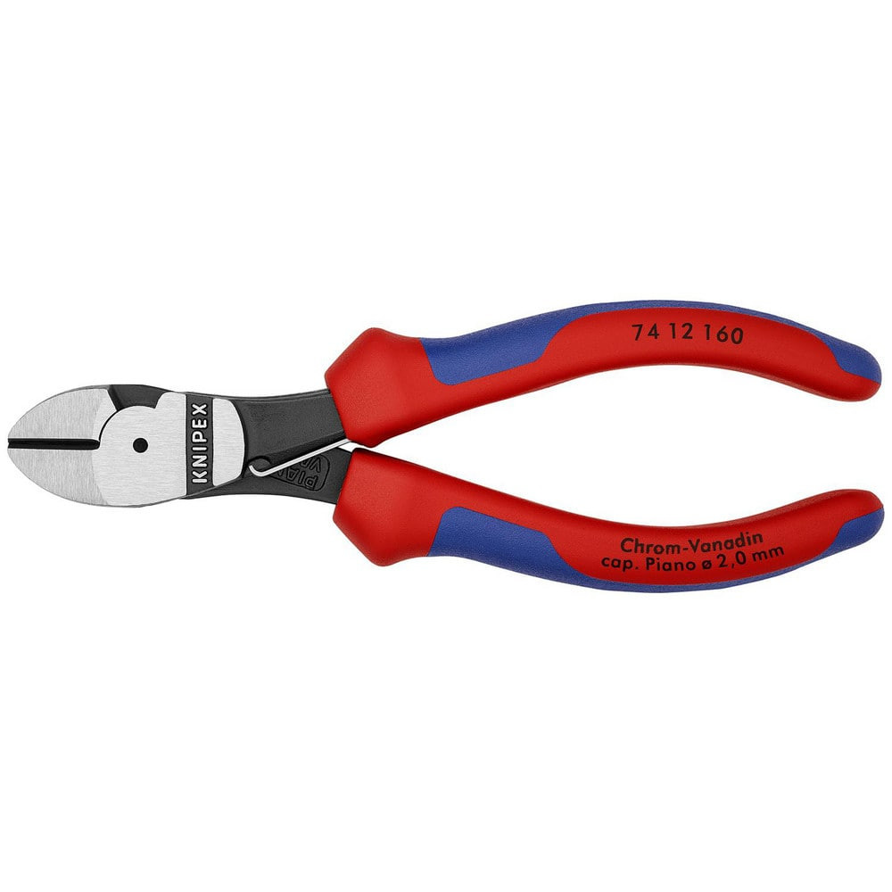 Knipex 74 12 160 Cutting Pliers; Insulated: No ; Overall Length (Inch): 5-1/2in ; Head Style: Cutter; Diagonal ; Cutting Style: Bevel ; Handle Color: Red; Blue ; Overall Length Range: 4 to 6.9 in