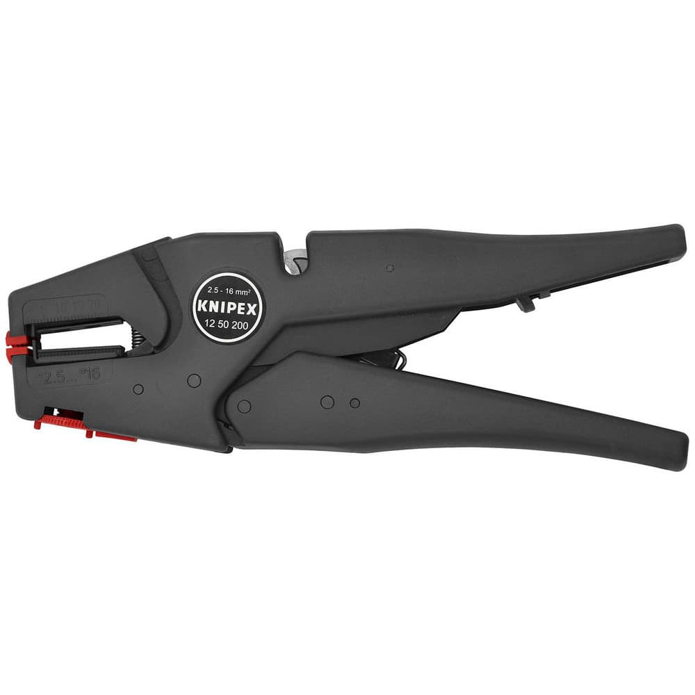 Knipex 12 50 200 Wire & Cable Strippers; Maximum Capacity: 0.14-0.25/0.75/1.5/2.5/4.0/6.0 mm ; Type: Automatic Wire Strippers ; Minimum Wire Gauge: 16-14 AWG ; Insulated: No ; Wire Type: Single; Solid; Stranded; THHN Insulation; AWG ; Body Material: 