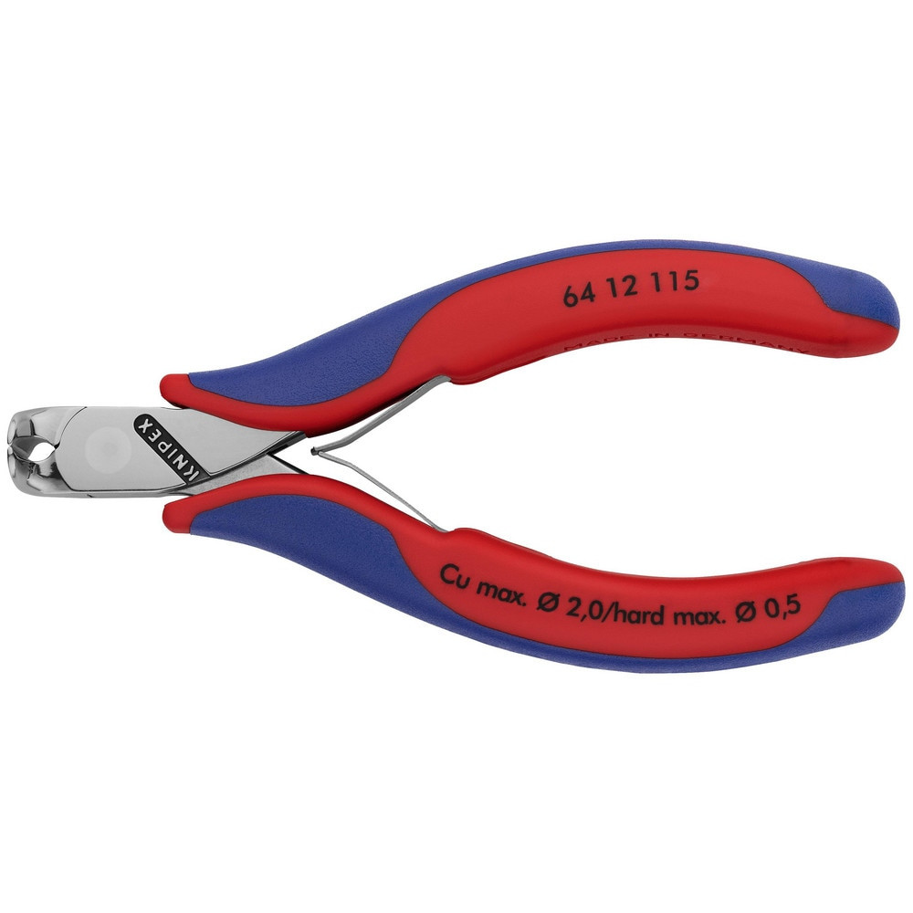 Knipex 64 12 115 Cutting Pliers; Insulated: No ; Type: Electronics End Cutting Nippers ; Overall Length (Inch): 4-1/2in ; Handle Material: Comfort Grip ; Handle Color: Red; Blue ; Overall Length Range: 4 to 6.9 in