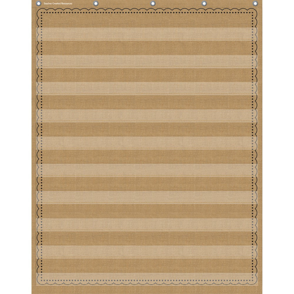 ARTHUR SCHUMAN INC. Teacher Created Resources TCR20839  10-Pocket Pocket Chart, 34in x 44in, Burlap