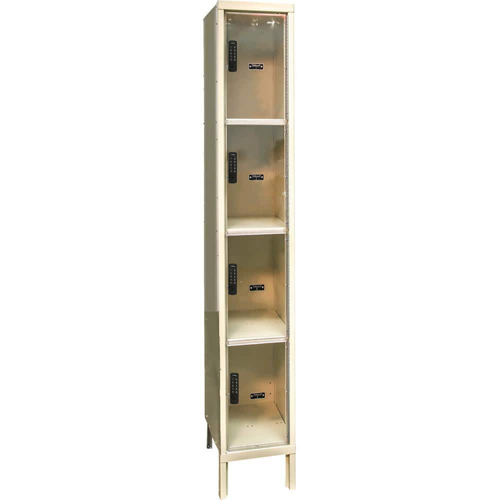 Hallowell UESVP1228-4PT Lockers; Locker Style: Horizontal ; Locker Configuration: 1-Wide ; Assembled: No ; Shelf Capacity: 0 ; Handle Type: Electronic Lock Finger Pull ; Locker Material: Steel