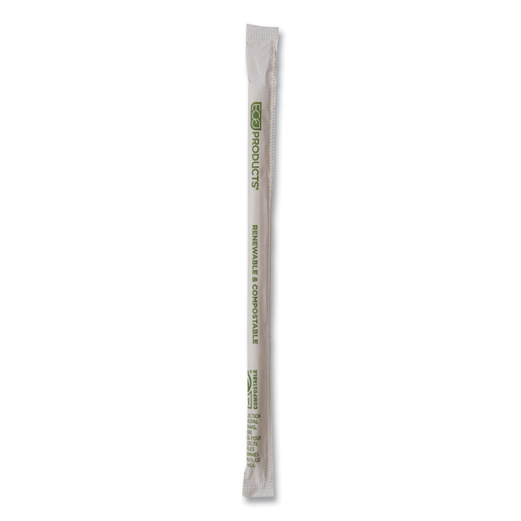 ECO-PRODUCTS,INC. EPSTPHA775 Renewable and Compostable PHA Straws, 7.75", Natural White, 2,000/Carton