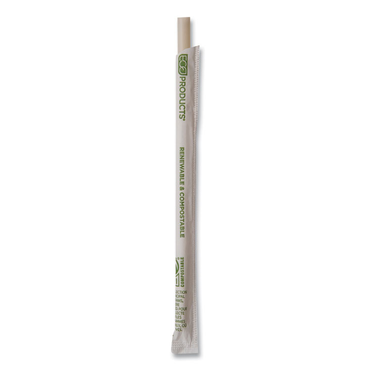 ECO-PRODUCTS,INC. EPSTPHA775 Renewable and Compostable PHA Straws, 7.75", Natural White, 2,000/Carton