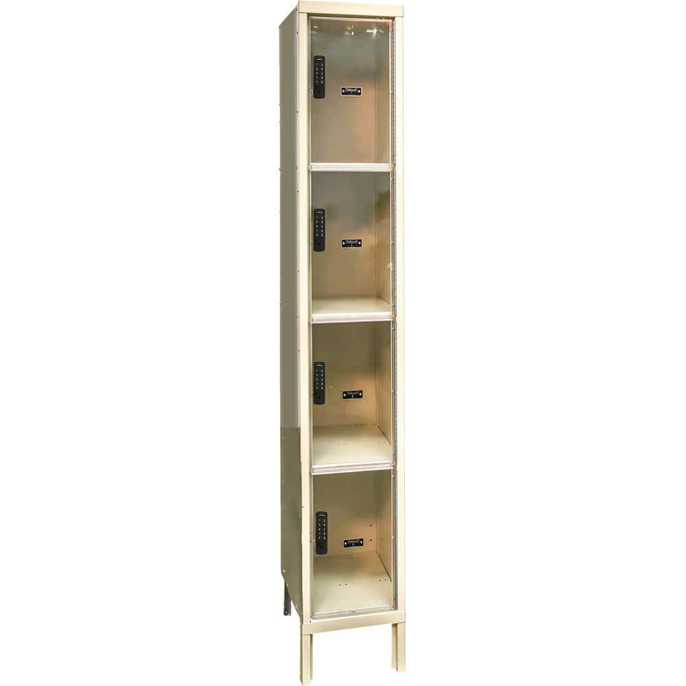 Hallowell UESVP1288-4PT Lockers; Locker Style: Horizontal ; Locker Configuration: 1-Wide ; Assembled: No ; Shelf Capacity: 0 ; Handle Type: Electronic Lock Finger Pull ; Locker Material: Steel