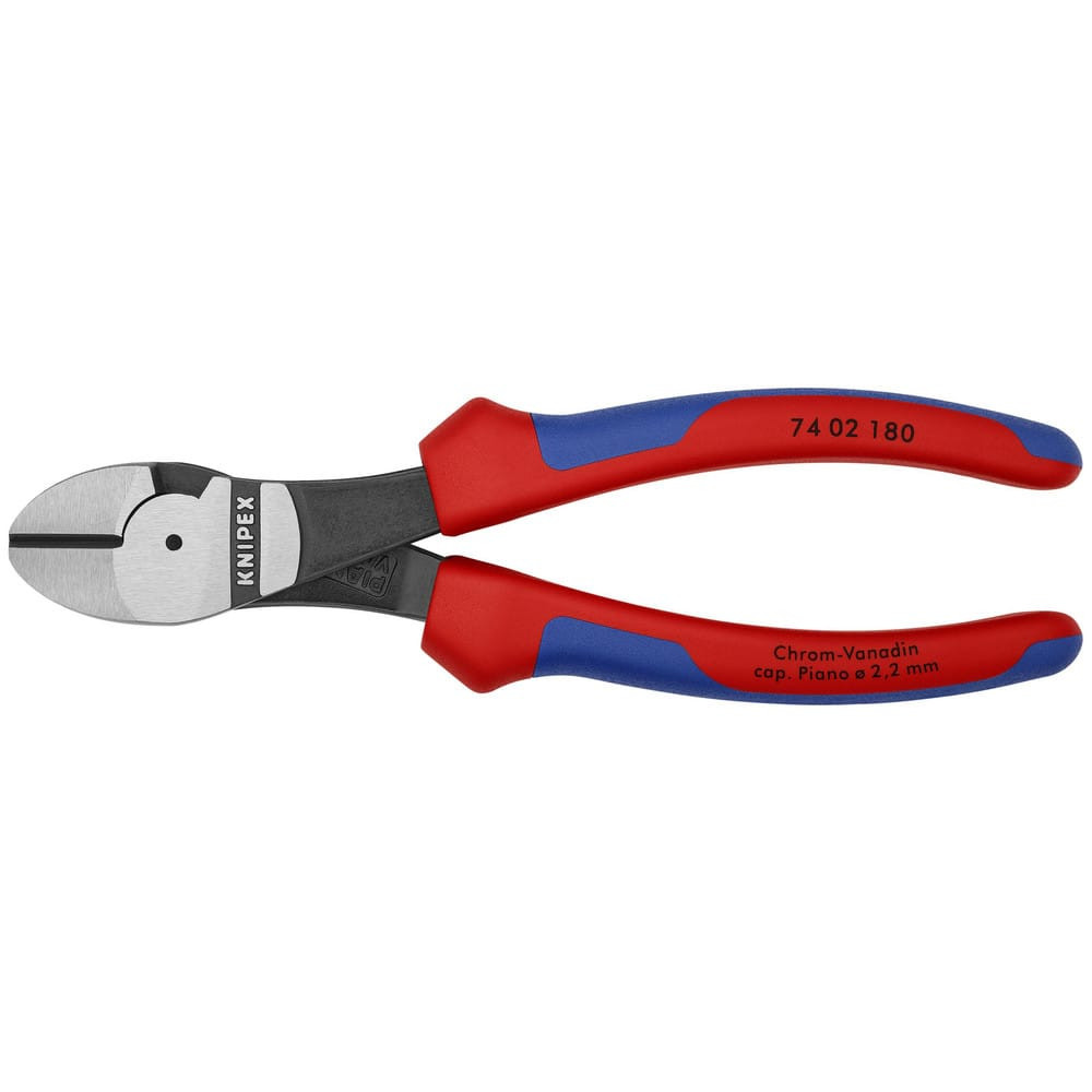 Knipex 74 02 180 Cutting Pliers; Insulated: No ; Overall Length (Inch): 5-1/2in ; Head Style: Cutter; Diagonal ; Cutting Style: Bevel ; Handle Color: Red; Blue ; Overall Length Range: 4 to 6.9 in